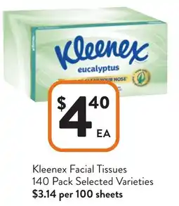 Foodworks Kleenex Facial Tissues Selected Varieties offer