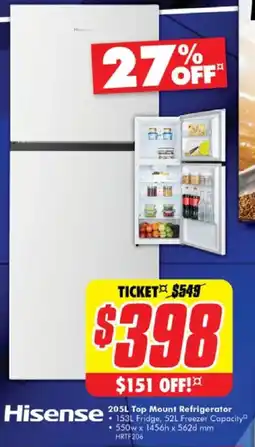 The Good Guys Hisense 205 Top Mount Refrigerator offer