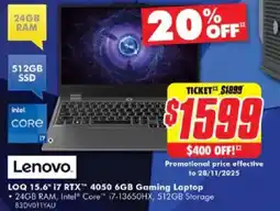 The Good Guys LOQ 15.6" 17 RTX™ 4050 6GB Gaming Laptop offer