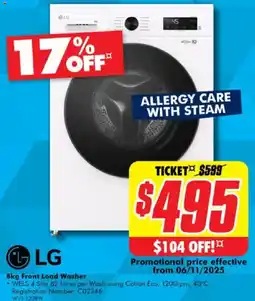 The Good Guys LG Front Load Washer offer