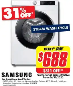 The Good Guys SAMSUNG Smart Front Load Washer offer