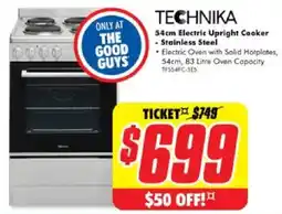 The Good Guys Technika electric upright cooker - stainless steel offer