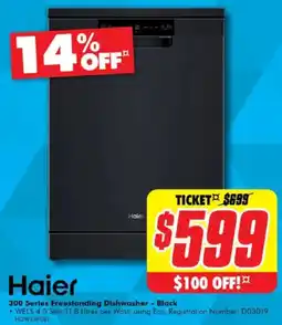 The Good Guys Haier 300 Series Freestanding Dishwasher - Black offer