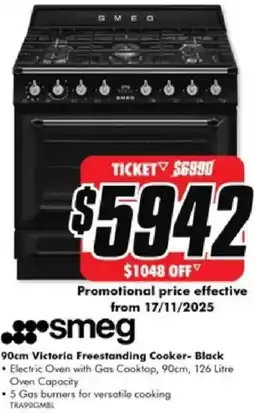 The Good Guys Victoria Freestanding Cooker- Black offer