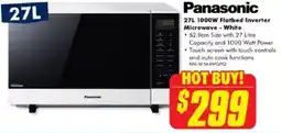 The Good Guys Panasonic 27L 1000W Flatbed Inverter Microwave - White offer