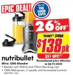 The Good Guys nutribullet Ultra 1200 Blender offer