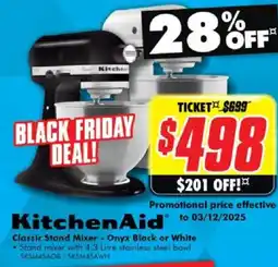 The Good Guys KitchenAid Classic Stand Mixer - Onyx Black or White offer