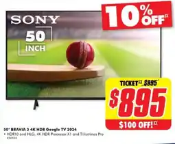 The Good Guys 50* BRAVIA 3 4K HDR Google TV 2024 offer