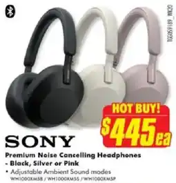 The Good Guys Sony Premium Noise Cancelling Headphones - Black, Silver or Pink offer
