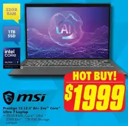 The Good Guys msi Prestige 13 13.3" Al+ Evo Core Ultra 7 Laptop offer