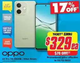 The Good Guys Oppo A5 Pro 5G 256GB - Olive Green offer
