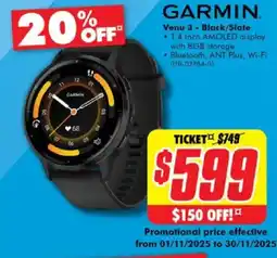 The Good Guys GARMIN Venu 3 - Black/Slate offer