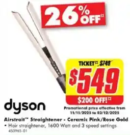 The Good Guys dyson Airstrait Straightener - Ceramic Pink/Rose Gold offer