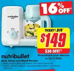 The Good Guys nutribullet Baby Steam and Blend Blender offer