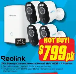 The Good Guys Reolink 2K+ Battery Camera Security Kit with Hub 64GB - 4 Camera offer
