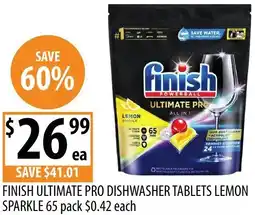 Supabarn Finish ultimate pro dishwasher tablets lemon sparkle offer