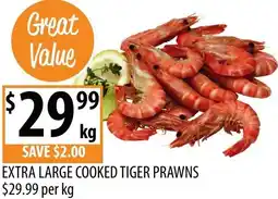 Supabarn Extra large cooked tiger prawns offer