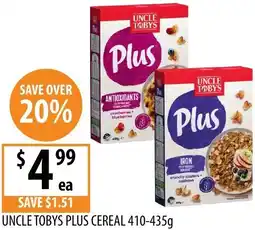 Supabarn Uncle tobys plus cereal offer