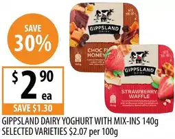 Supabarn Gippsland dairy yoghurt with mix-ins offer