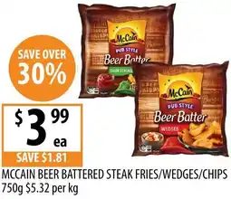 Supabarn Mccain beer battered steak fries/wedges/chips offer