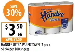 Supabarn Handee ultra paper towel offer