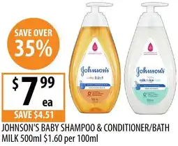 Supabarn Johnson's baby shampoo & conditioner/bath milk offer