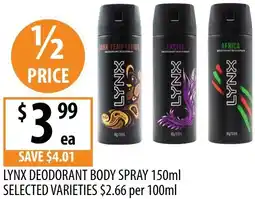 Supabarn Lynx deodorant body spray offer