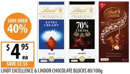 Supabarn Lindt excellence & lindor chocolate blocks offer