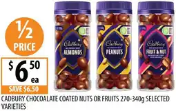 Supabarn Cadbury chocoalate coated nuts or fruits offer