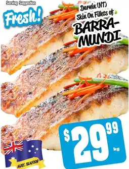 Farmer Jack's Darwin skin on fillets of barra- mundi offer
