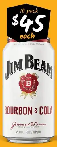 Cellarbrations Jim Beam White 4.8% Premix Range Cans offer