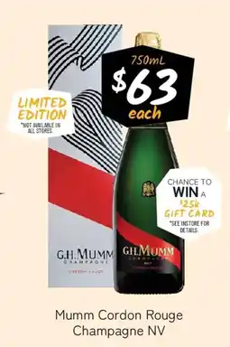 Cellarbrations Mumm cordon rouge champagne nv offer