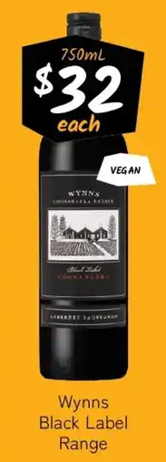 Cellarbrations Wynns Black Label Range offer