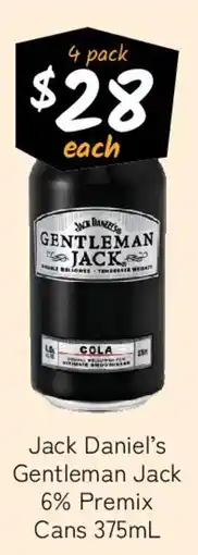 Cellarbrations Jack Daniel's Gentleman Jack 6% Premix Cans offer
