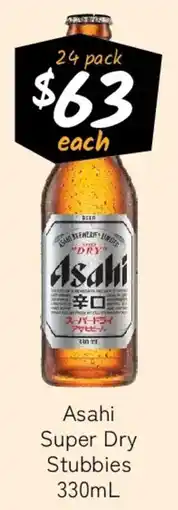 Cellarbrations Asahi Super Dry Stubbies offer
