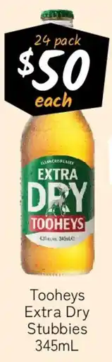 Cellarbrations Tooheys Extra Dry Stubbies offer