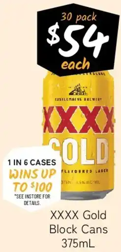 Cellarbrations Xxxx gold block cans offer