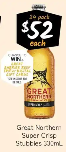 Cellarbrations Great Northern Super Crisp Stubbies offer