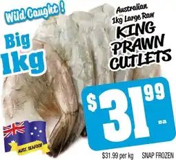 Farmer Jack's Australian large raw king prawn cutlets offer