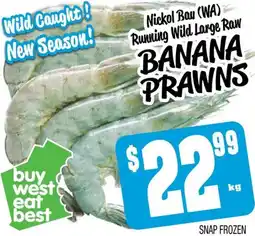 Farmer Jack's Nickol bau running wild large raw banana prawns offer