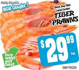 Farmer Jack's Shark bay large cooked tiger prawns offer
