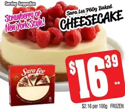 Farmer Jack's Sara lee baked cheesecake offer
