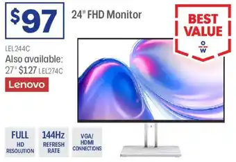 Officeworks 24" FHD Monitor offer