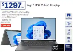 Officeworks Yoga 7114" OLED 2-in-1 Al Laptop offer