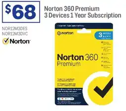 Officeworks Norton 360 Premium 3 Devices 1 Year Subscription offer