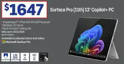 Officeworks Surface Pro (11th) 13" Copilot+ PC offer