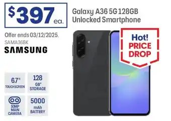 Officeworks Galaxy A36 5G 128GB Unlocked Smartphone offer