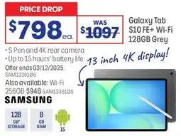 Officeworks Galaxy Tab S10FE+ Wi-Fi 128GB Grey offer