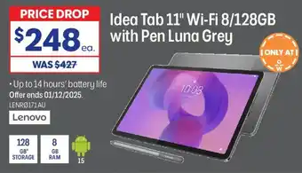 Officeworks Idea Tab 11" Wi-Fi 8/128GB with Pen Luna Grey offer