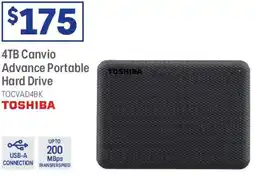 Officeworks 4TB Canvio Advance Portable Hard Drive offer